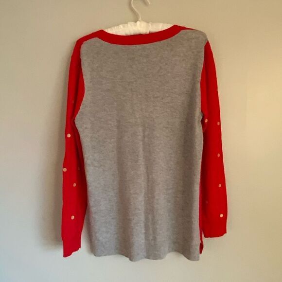 JCrew Red & Gold Women’s Sweater V-neck LP - Picture 5 of 16